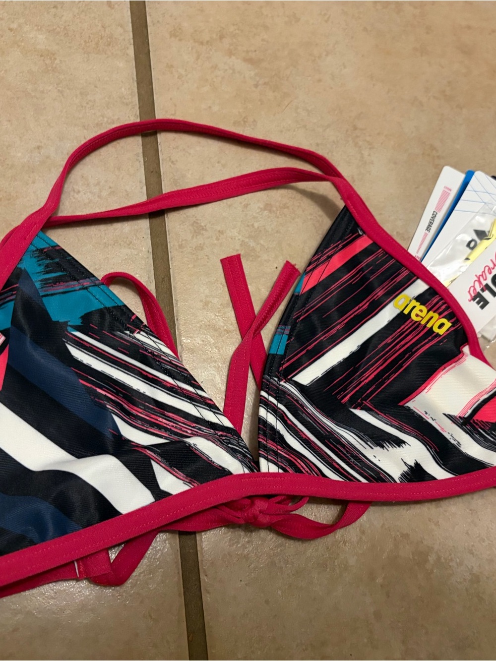 Arena Women’s Pink Multi-Color Triangle Bikini Top